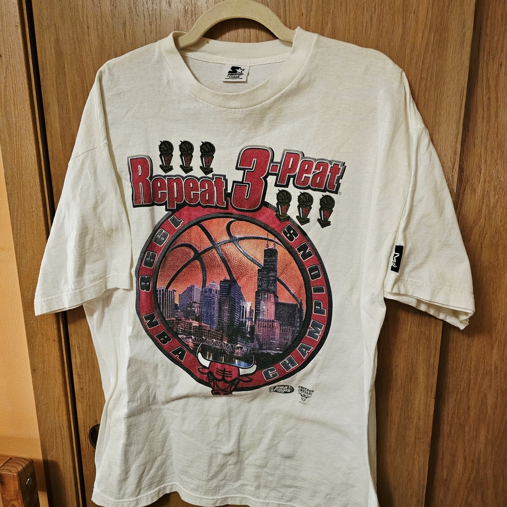 NBA Chicago Bulls 1998 Tee T-Shirt LARGE Vintage Repeat 3-peat